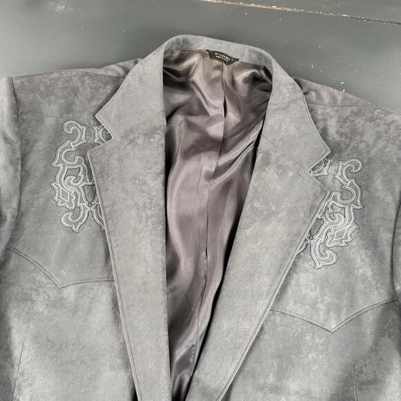 VTG Pagano West Blazer Men 52L Gray Rockabilly Embroidered Yokes El Paso USA NWT